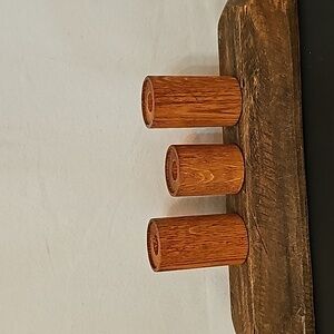 3 Rustic Wood Candle Holders